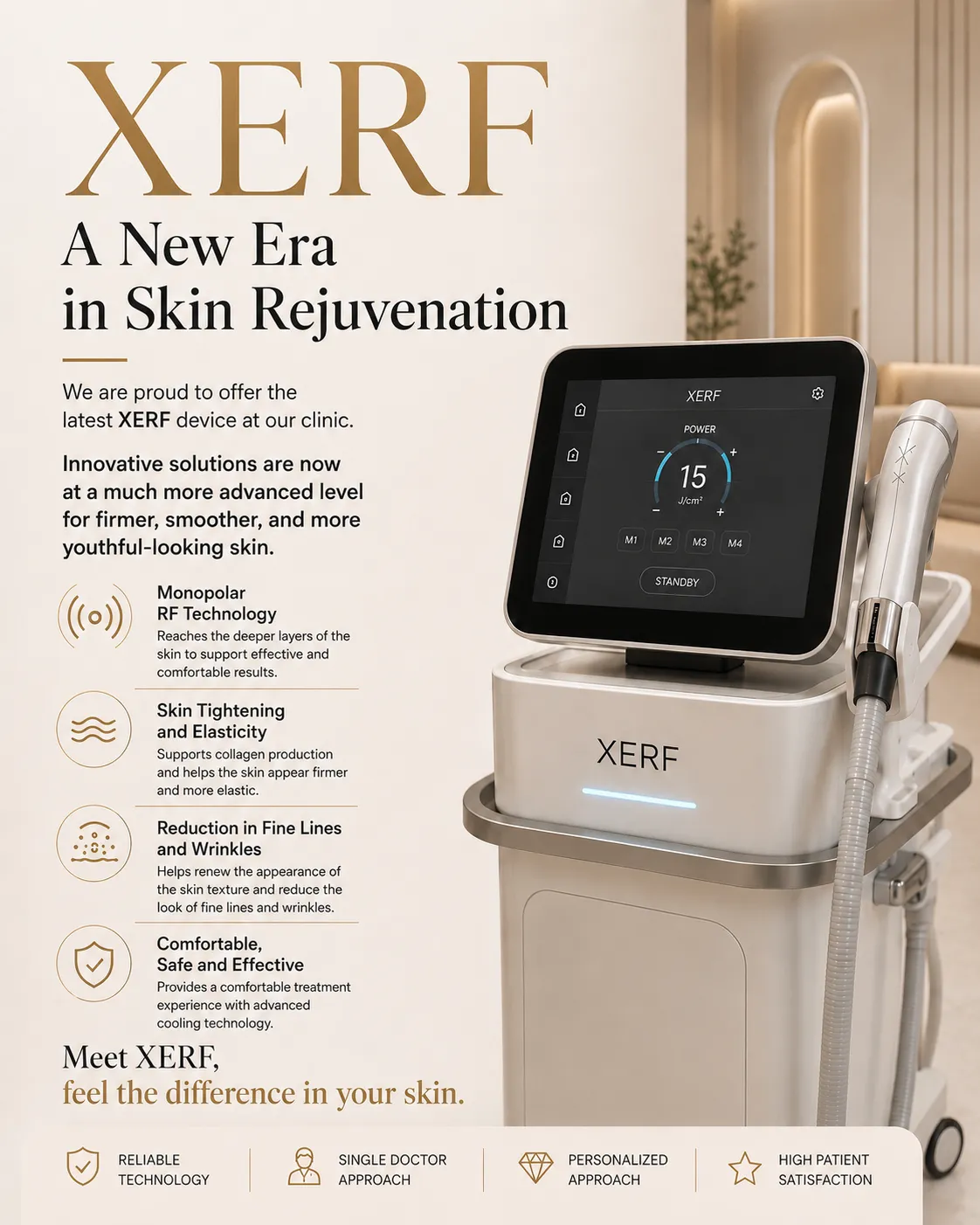 XERF monopolar RF skin tightening device at Skin Story Clinic, Victoria, London